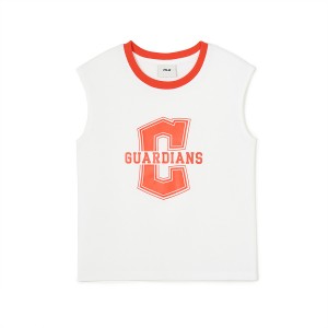 MLB Varsity Big Logo Sleevelesst Cleveland Guardians Kids' T Shirts White | 3798014-JL