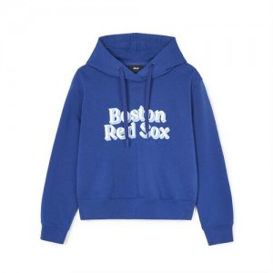 MLB Varsity Crop Boston Redsox Hoodie Navy | 9872651-CV