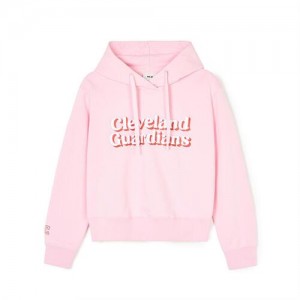 MLB Varsity Crop Cleveland Guardians Hoodie Pink | 7369205-VT