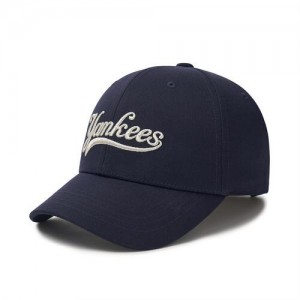 MLB Varsity Cursive Bling Bling Structured Ball New York Yankees Hats Navy | 0189735-JF