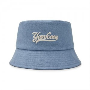 MLB Varsity Cursive Denim New York Yankees Hats Blue | 8319462-ZY