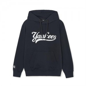 MLB Varsity Cursive Over Fit New York Yankees Hoodie Black | 1432795-DX