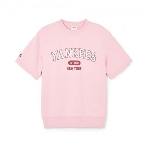 MLB Varsity Half Sleeve New York Yankees T Shirts Pink | 6019247-VL