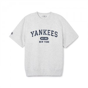 MLB Varsity Half Sleeve New York Yankees T Shirts Grey | 1842706-AW