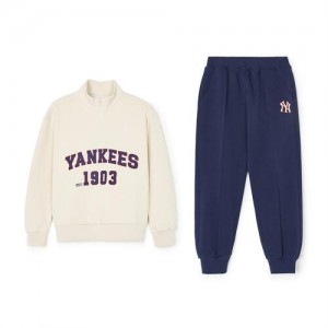 MLB Varsity Half Zip Up Mtm Set Up New York Yankees Kids' Sweatshirts Blue / White | 7123046-SX