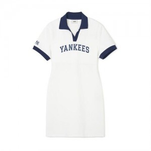 MLB Varsity Lettering Pique Ops New York Yankees Dress White | 6840923-PO