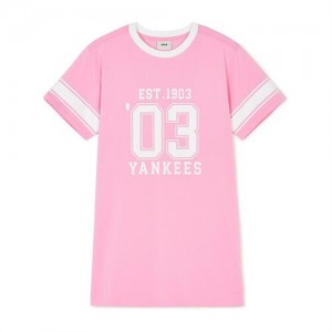 MLB Varsity Number Graphic New York Yankees Kids' Dress Pink | 5029731-GZ