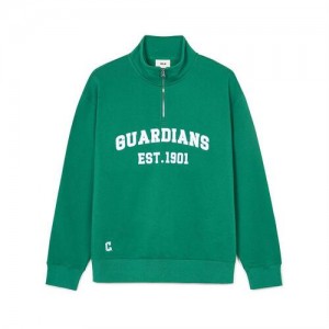 MLB Varsity Over Fit Half Zip Cleveland Guardians Sweatshirts Green | 9420165-UK