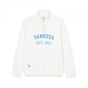 MLB Varsity Over Fit Half Zip New York Yankees Sweatshirts White | 4693751-BJ