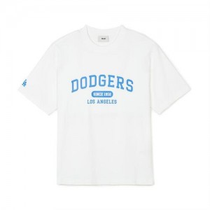 MLB Varsity Over Fitts Los Angeles Dodgers T Shirts White | 2354986-ZK