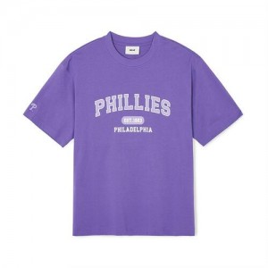 MLB Varsity Over Fitts Philadelpia Phillies T Shirts Purple | 3219756-VJ