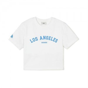 MLB Varsity Slim Cropts Los Angeles Dodgers T Shirts White | 2817049-QG