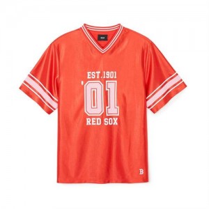 MLB Varsity Soccer V Neck Over Fitts Boston Redsox T Shirts Orange | 7084361-GZ