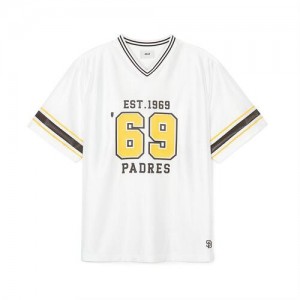 MLB Varsity Soccer V Neck Over Fitts San Diego Padres T Shirts White | 4893657-HB