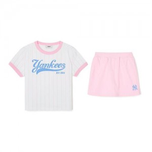 MLB Varsity Stripedt Set New York Yankees Kids' T Shirts Pink | 2473918-SU