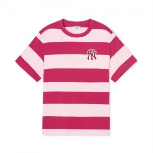 MLB Varsity Stripet New York Yankees Kids' T Shirts Pink | 4591068-QJ