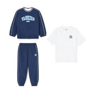 MLB Varsity Woven 3pcs Set Up New York Yankees Kids' Sweatshirts Blue / White | 1396504-XB