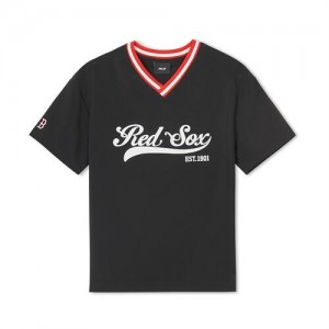 MLB Varsity Woven V-Neck Boston Red Sox Kids' T Shirts Black | 5124389-JD