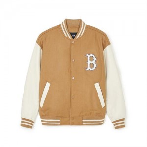 MLB Wool Basic Varsity Boston Redsox Jackets Khaki | 8073514-QI