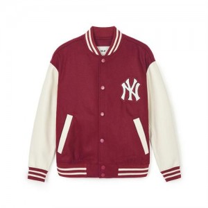 MLB Wool Basic Varsity New York Yankees Jackets Red | 4362059-DA