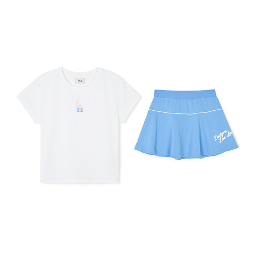 MLB Athleisure Half Sleeve Set Up Los Angeles Dodgers Kids\' Skirts White / Blue | 9452017-NA