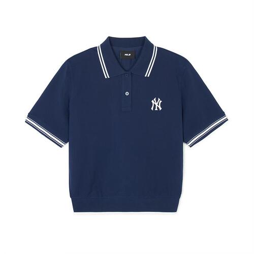 MLB Basic Crop Polots New York Yankees T Shirts Navy | 4023875-AO