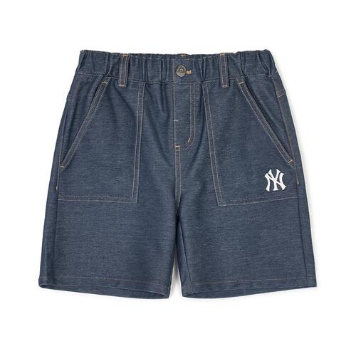 MLB Basic Denimlike New York Yankees Kids\' Shorts Blue | 4306985-SQ