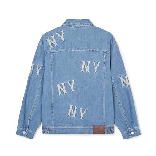 MLB Basic Multi Mega Logo Embroidery Denim New York Yankees Jackets Blue | 5694170-MA