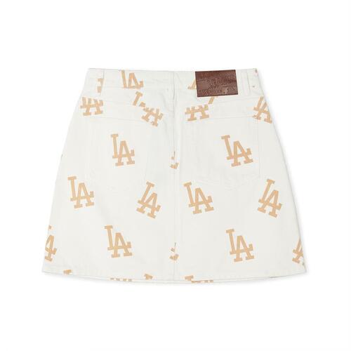 MLB Basic Multi Mega Printed Logo Denim Los Angeles Dodgers Skirts White | 7261508-HT