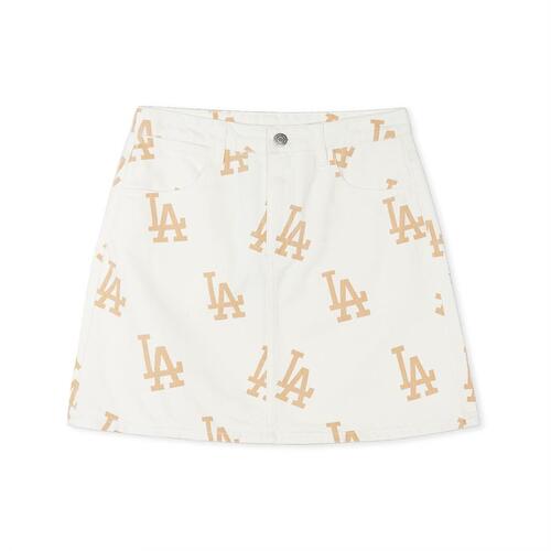 MLB Basic Multi Mega Printed Logo Denim Los Angeles Dodgers Skirts White | 7261508-HT