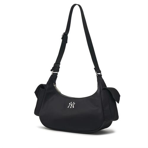 MLB Basic Nylon Pocket New York Yankees Hobo Bags Black | 2981430-TQ