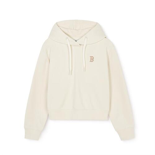 MLB Basic Small Logo Crop Boston Redsox Hoodie Cream | 2976184-QG