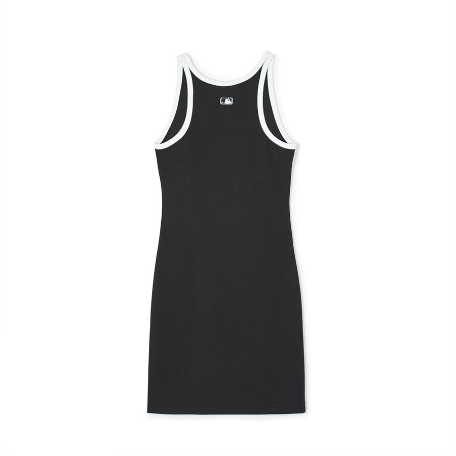 MLB Basic Small Logo Ribbed Ringer Sleeveless Ops New York Yankees Dress Black | 6312085-ZM