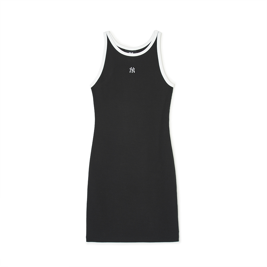 MLB Basic Small Logo Ribbed Ringer Sleeveless Ops New York Yankees Dress Black | 6312085-ZM