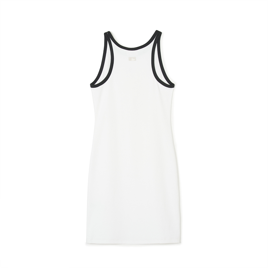 MLB Basic Small Logo Ribbed Ringer Sleeveless Ops New York Yankees Dress White | 1274563-MF