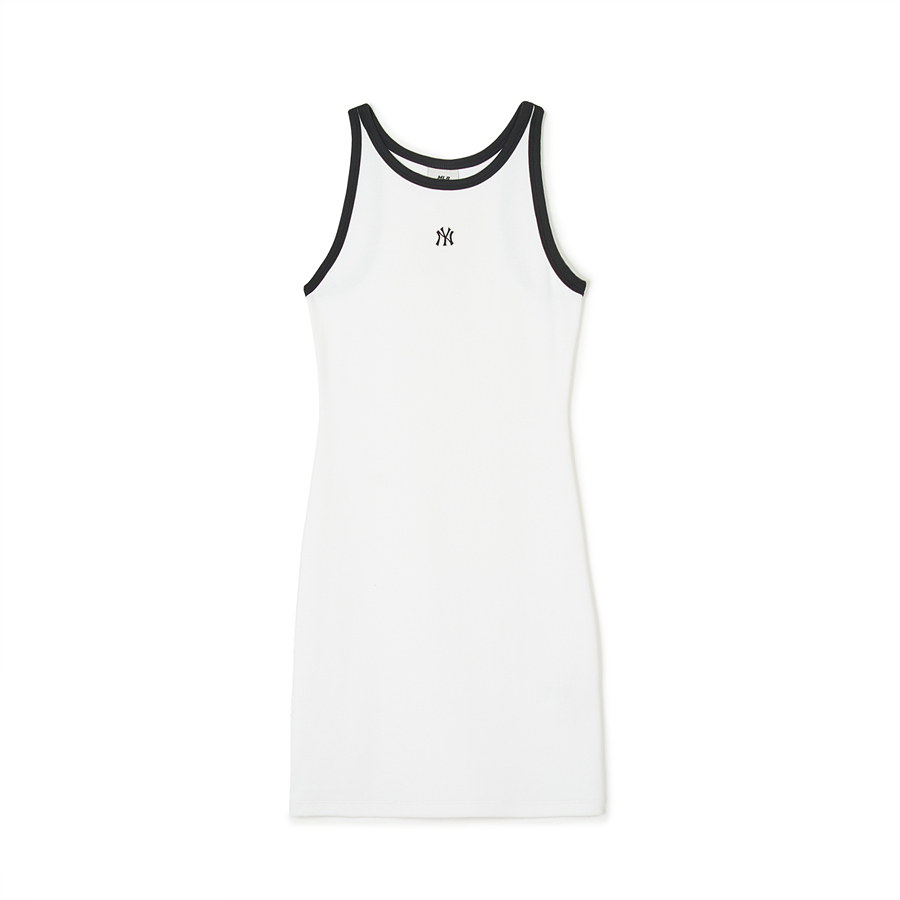 MLB Basic Small Logo Ribbed Ringer Sleeveless Ops New York Yankees Dress White | 1274563-MF