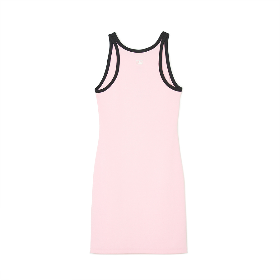 MLB Basic Small Logo Ribbed Ringer Sleeveless Ops Los Angeles Dodgers Dress Pink | 8049652-MO