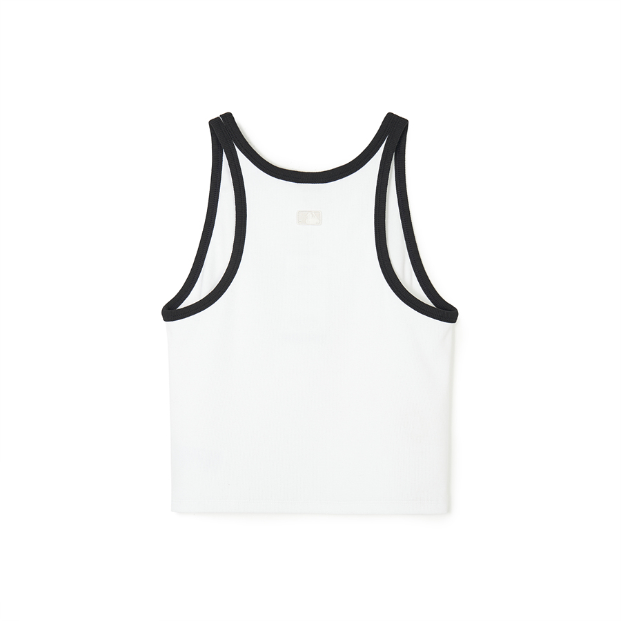 MLB Basic Small Logo Ringer Crop Sleeveless New York Yankees Vest White | 3645018-VH