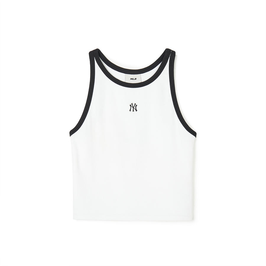 MLB Basic Small Logo Ringer Crop Sleeveless New York Yankees Vest White | 3645018-VH