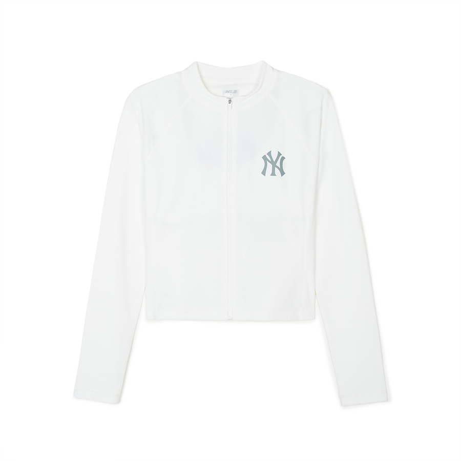 MLB Basic Zip Up Rashguard New York Yankees Tops White | 5912308-XP