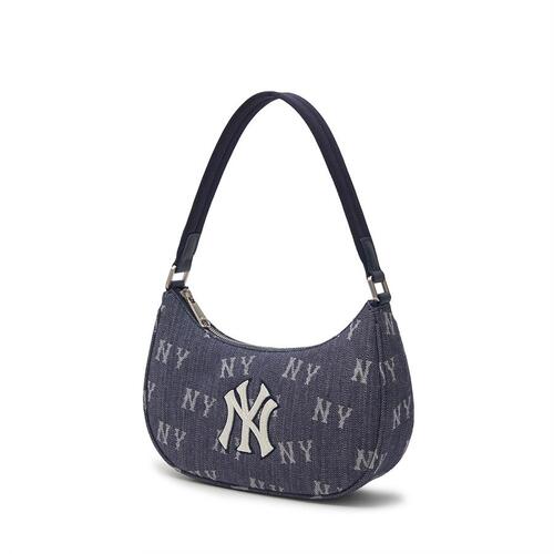 MLB Classic Monogram Denim New York Yankees Hobo Bags Black | 2791540-HL