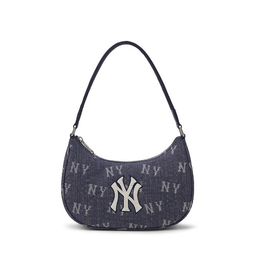 MLB Classic Monogram Denim New York Yankees Hobo Bags Black | 2791540-HL