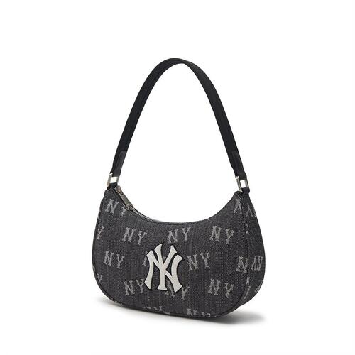 MLB Classic Monogram Denim New York Yankees Hobo Bags Black | 9261078-GY