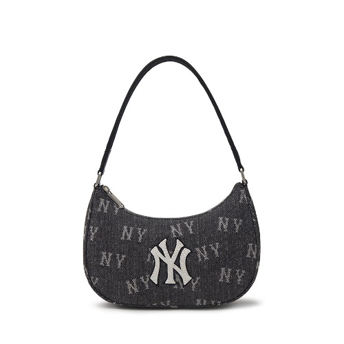 MLB Classic Monogram Denim New York Yankees Hobo Bags Black | 9261078-GY