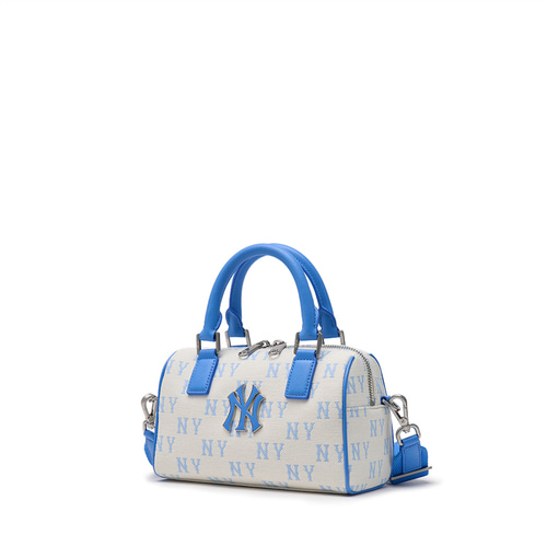 MLB Classic Monogram Jacquard Small Boston Bag New York Yankees Tote Bags Blue | 0154967-YJ