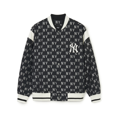 MLB Classic Monogram Jqd Shoulder Block Varsity (Single Layer) New York Yankees Jackets Black | 4309685-EY