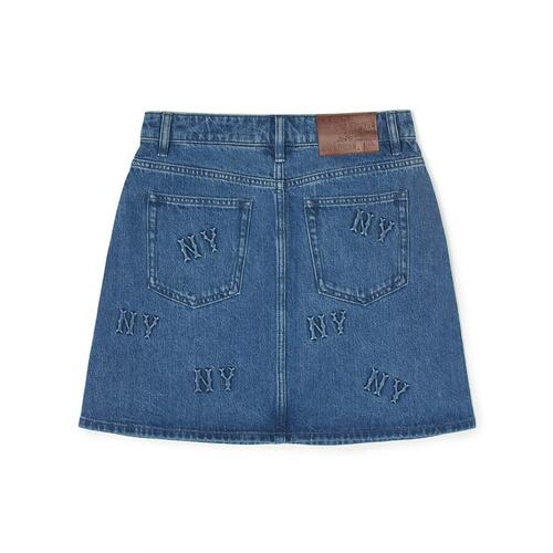 MLB Classic Monogram Volume Embroidery Denim New York Yankees Skirts Navy | 3568204-KT