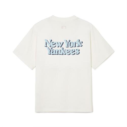 MLB Cursive Letterts New York Yankees T Shirts White | 3685047-SL