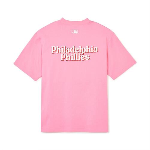 MLB Cursive Letterts Philadelpia Phillies T Shirts Pink | 2169470-OG