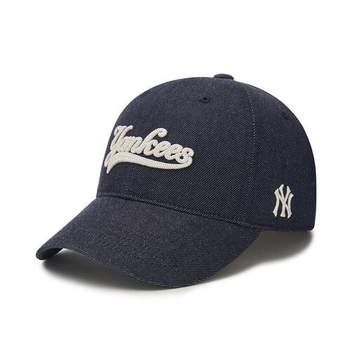 MLB Cursive Logo Denim Like Unstructured Ball New York Yankees Hats Black | 3628019-HG